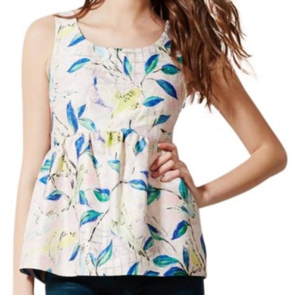 Anthropologie’s Leifsdottir Bird Peplum Tank Size 4